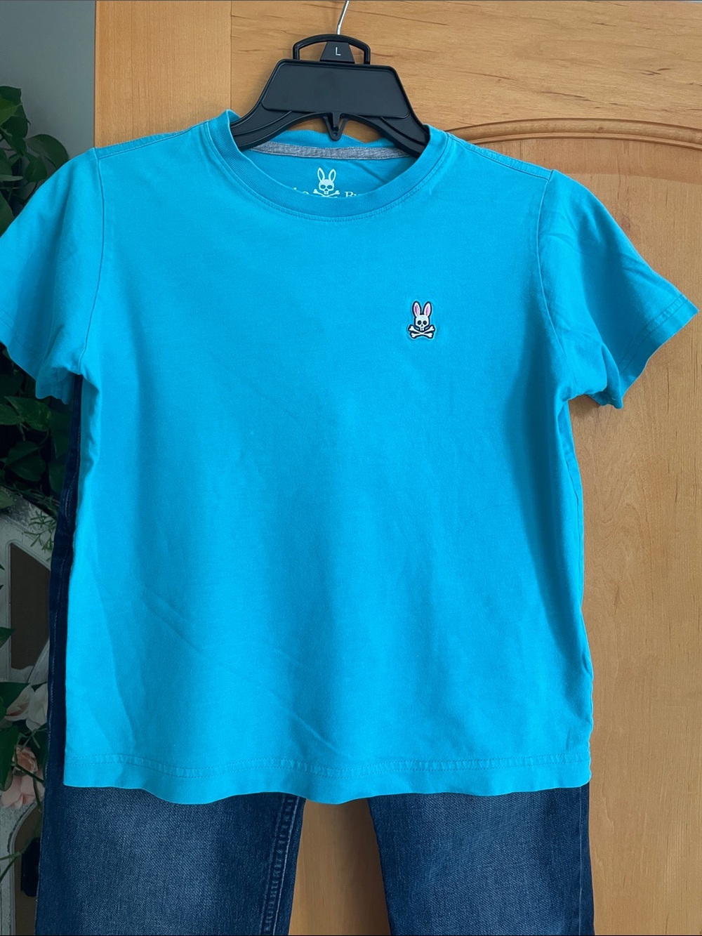 Psycho Bunny Teal Short Sleeve Tee M (10/12) with Cat Jack Jeans 12 - Picture 2 of 9